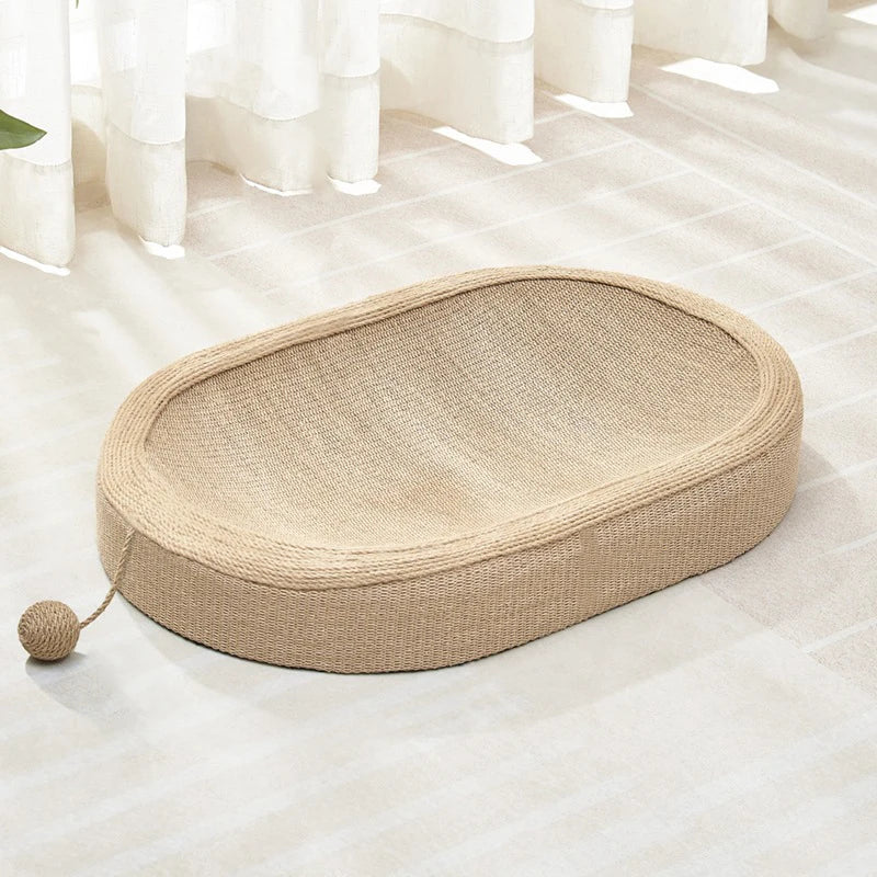 Cat Scratching Bed With Game BallLarge Oval Sisal BasinSofa Protector - Indoor Cat Scratching BoardWear-resistant Pet Supplies