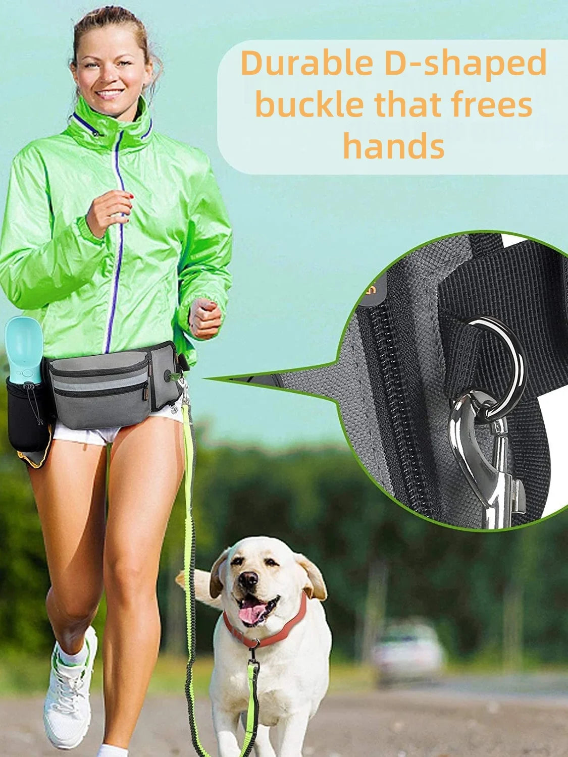 Dog Treat Pouch for Training Outdoor Dog Treat Pouch Exercise Fanny Pack Doggy Leash Pet Running Leave Reflective Strip Leash