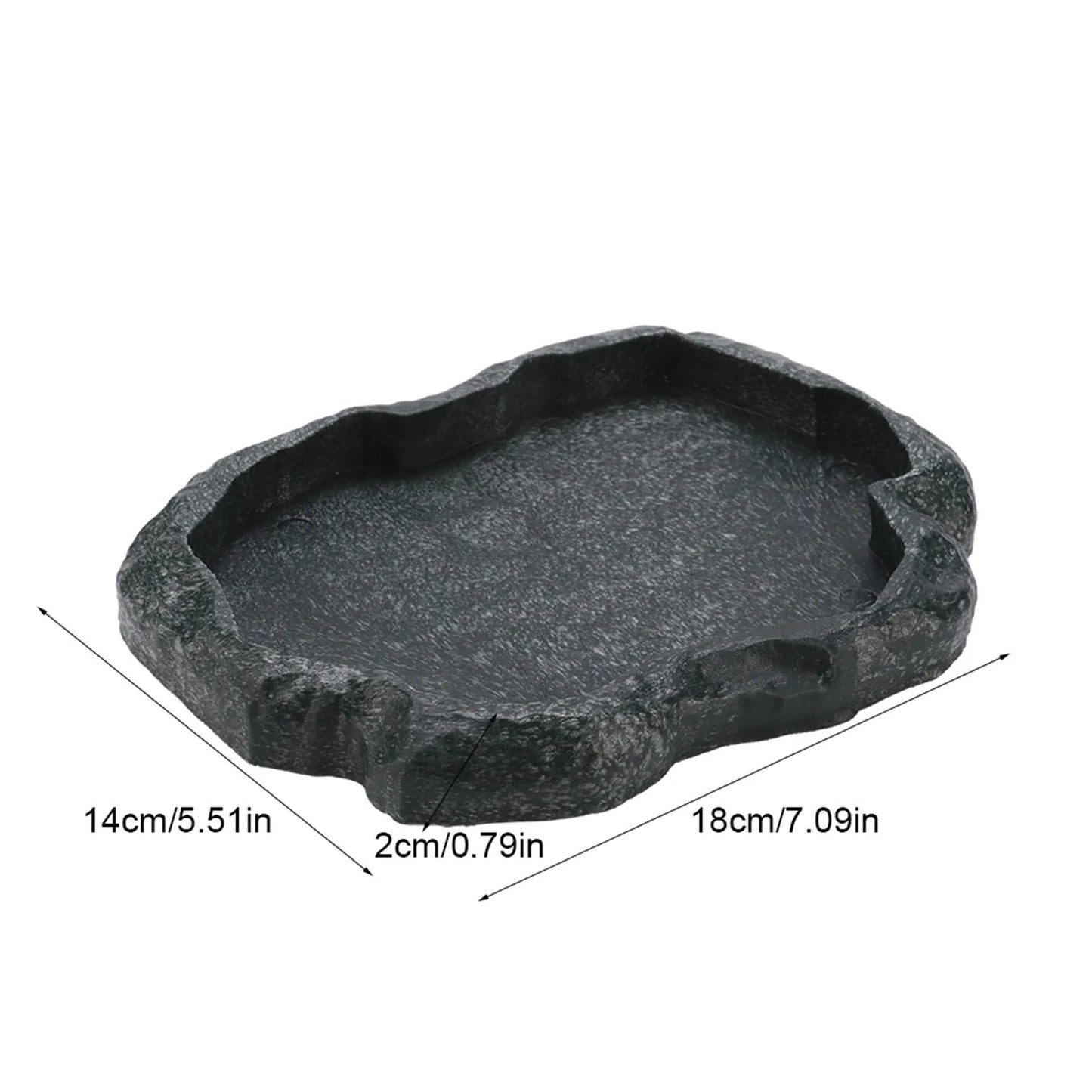 Reptile Feeder ABS Resin Imitation Rock DesignFood and Water Dish Feeder Bowl for Tortoise Lizard