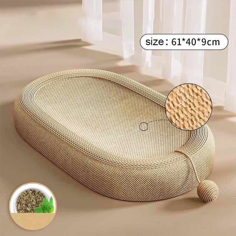 Cat Scratching Bed With Game BallLarge Oval Sisal BasinSofa Protector - Indoor Cat Scratching BoardWear-resistant Pet Supplies