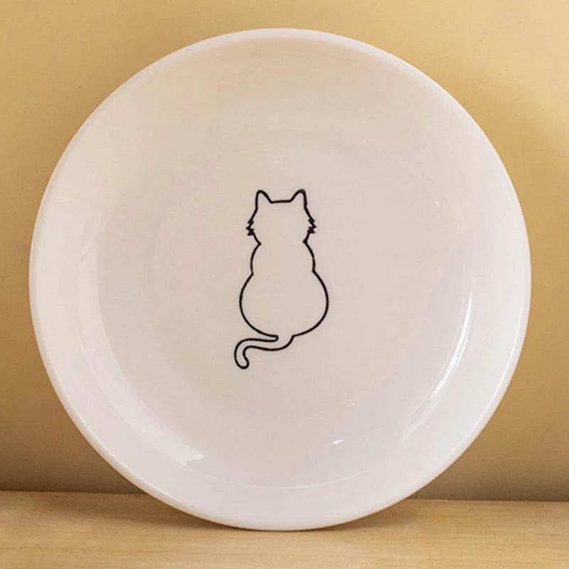 Ceramic Food Bowl for Cats; Anti-Skid Silicone Pad; Appealing Kitten Dish; Pet Feeding Essentials