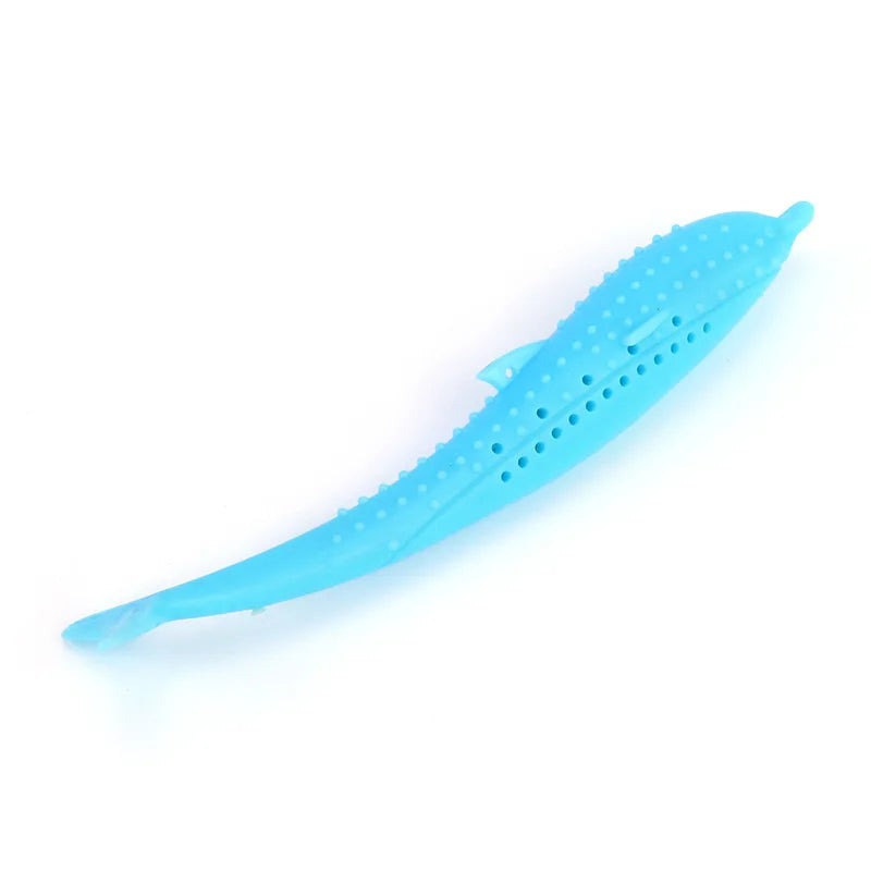 Cat Teeth Brushing Toy Teeth Cleaning Cat Stick Fish-shaped Silicone Toy Chew Resistant Interactive Toys Catnip Pet Supplies