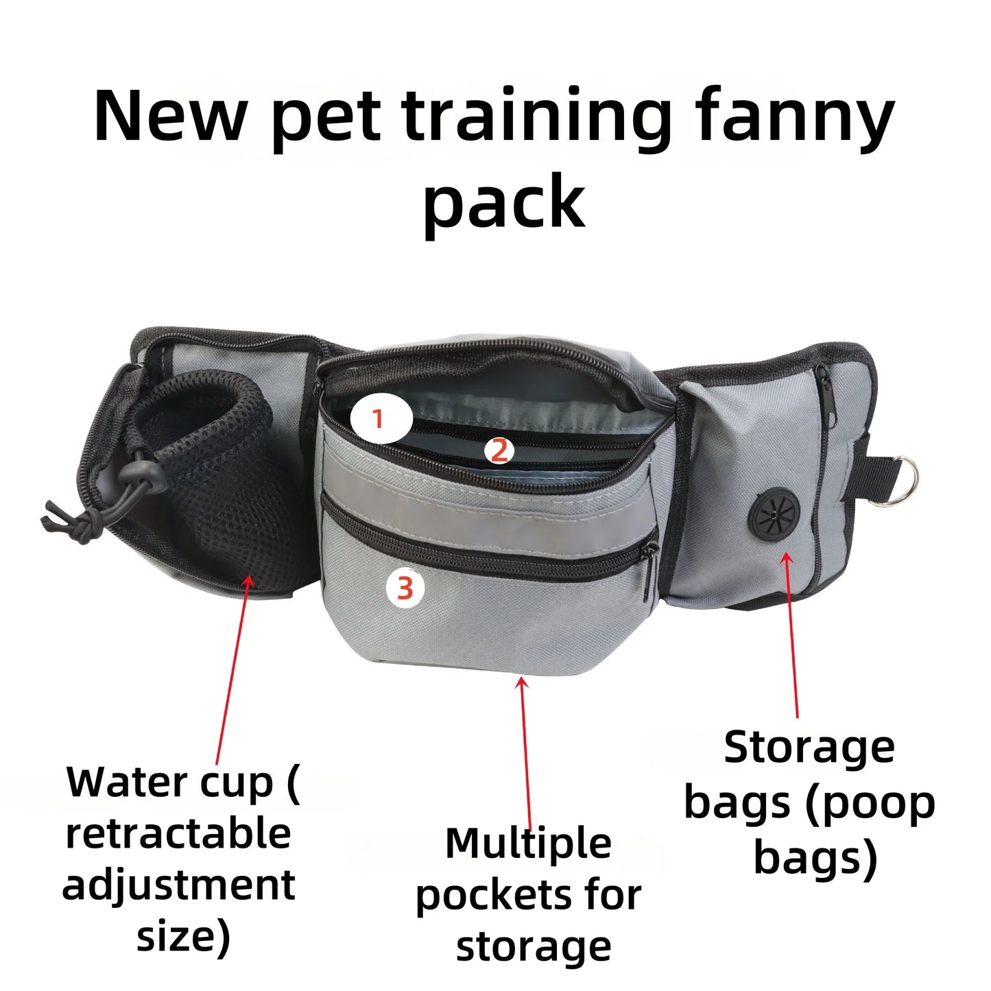 Dog Treat Pouch for Training Outdoor Dog Treat Pouch Exercise Fanny Pack Doggy Leash Pet Running Leave Reflective Strip Leash