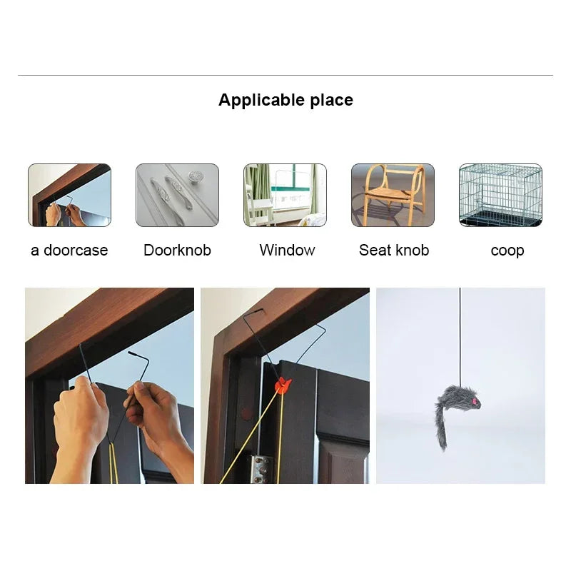 Simulation Mouse Cats Toy Funny Self-hey Hanging Door Retractable Cats Stick Scratch Rope Mouse Cat Interactive Toy Cat Supplies