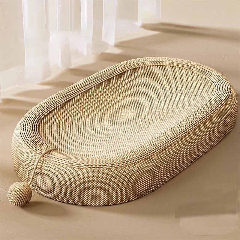 Cat Scratching Bed With Game BallLarge Oval Sisal BasinSofa Protector - Indoor Cat Scratching BoardWear-resistant Pet Supplies