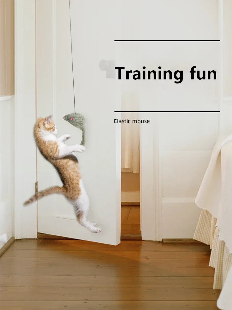 Simulation Mouse Cats Toy Funny Self-hey Hanging Door Retractable Cats Stick Scratch Rope Mouse Cat Interactive Toy Cat Supplies