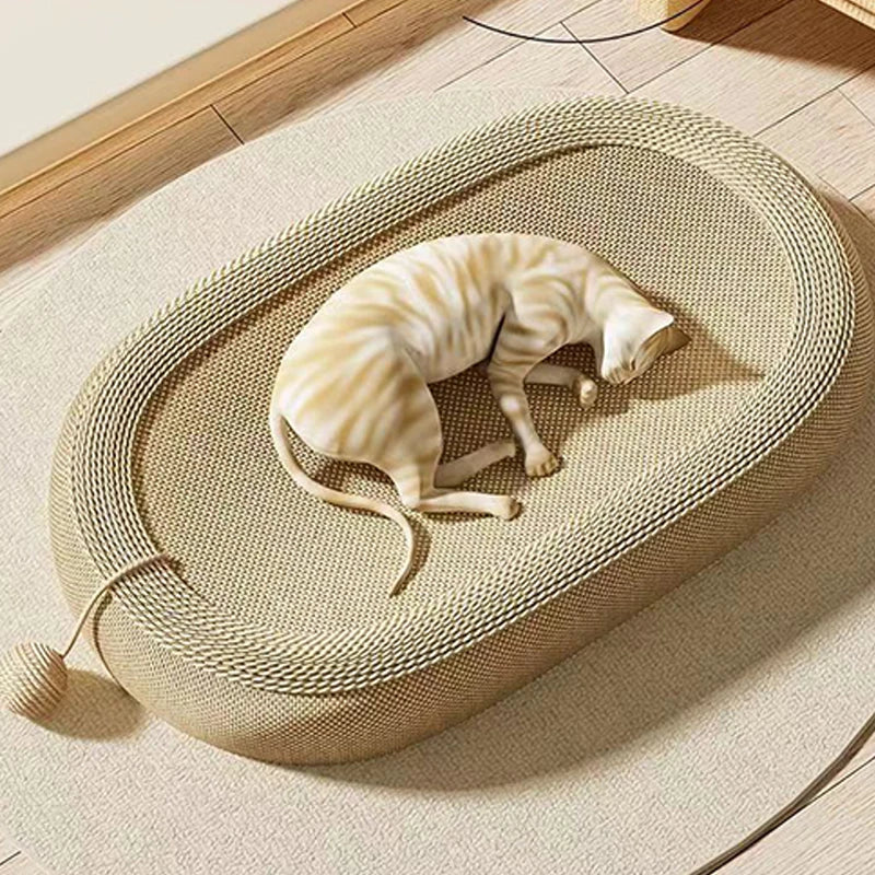 Cat Scratching Bed With Game BallLarge Oval Sisal BasinSofa Protector - Indoor Cat Scratching BoardWear-resistant Pet Supplies