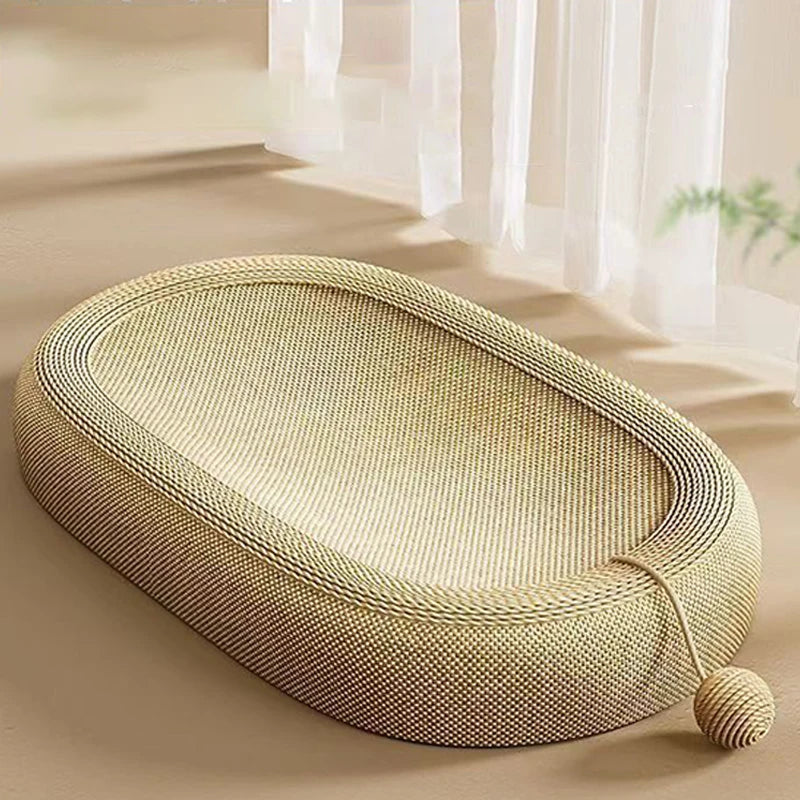 Cat Scratching Bed With Game BallLarge Oval Sisal BasinSofa Protector - Indoor Cat Scratching BoardWear-resistant Pet Supplies