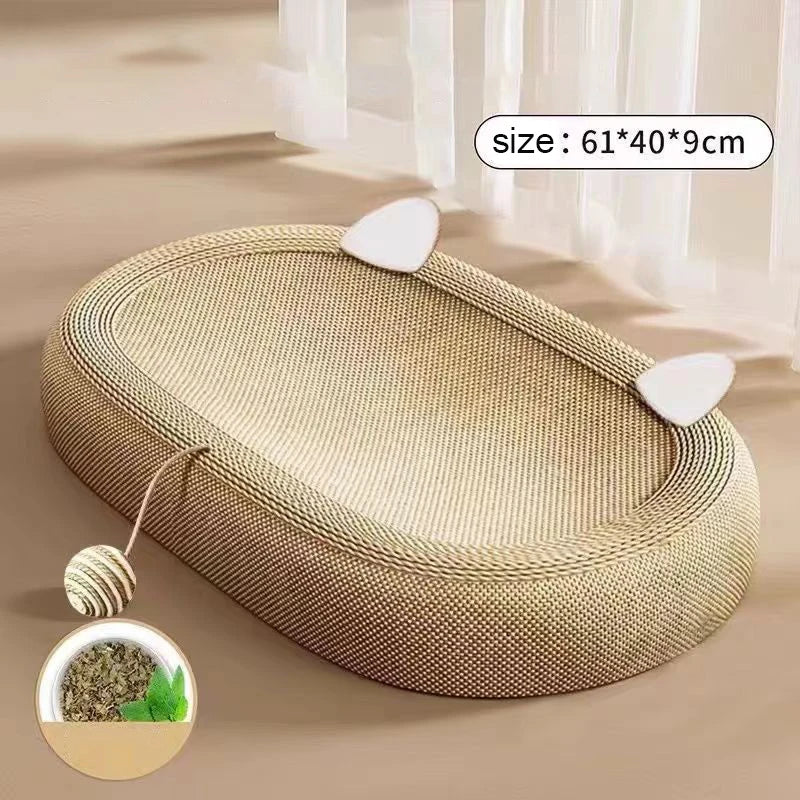 Cat Scratching Bed With Game BallLarge Oval Sisal BasinSofa Protector - Indoor Cat Scratching BoardWear-resistant Pet Supplies