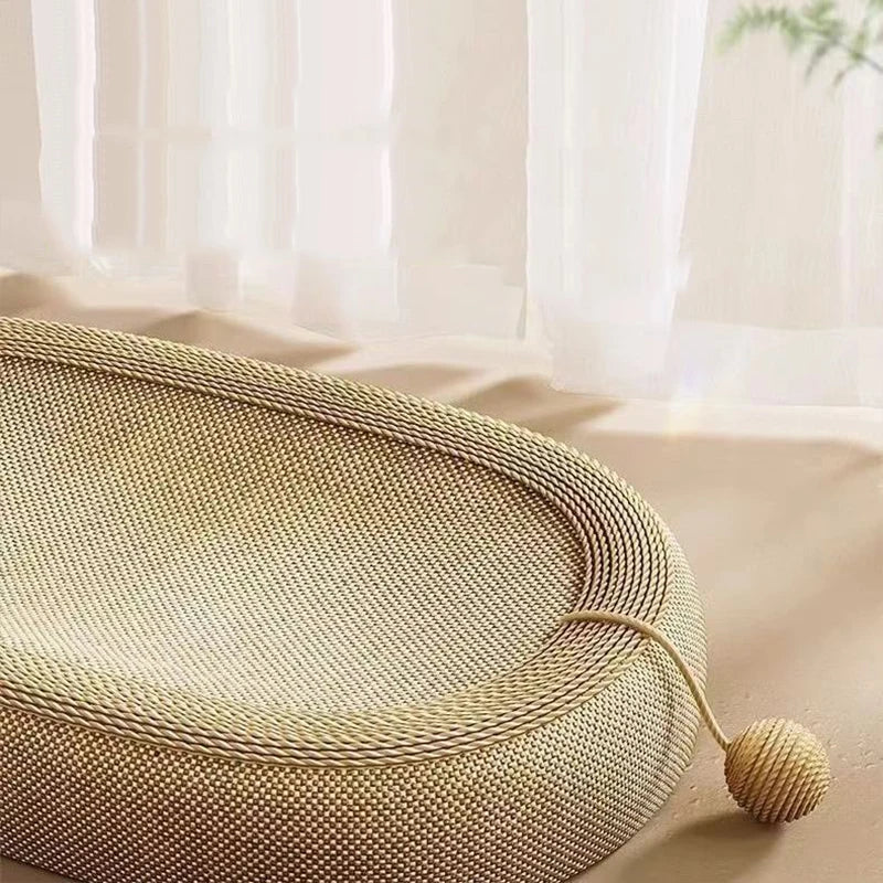 Cat Scratching Bed With Game BallLarge Oval Sisal BasinSofa Protector - Indoor Cat Scratching BoardWear-resistant Pet Supplies