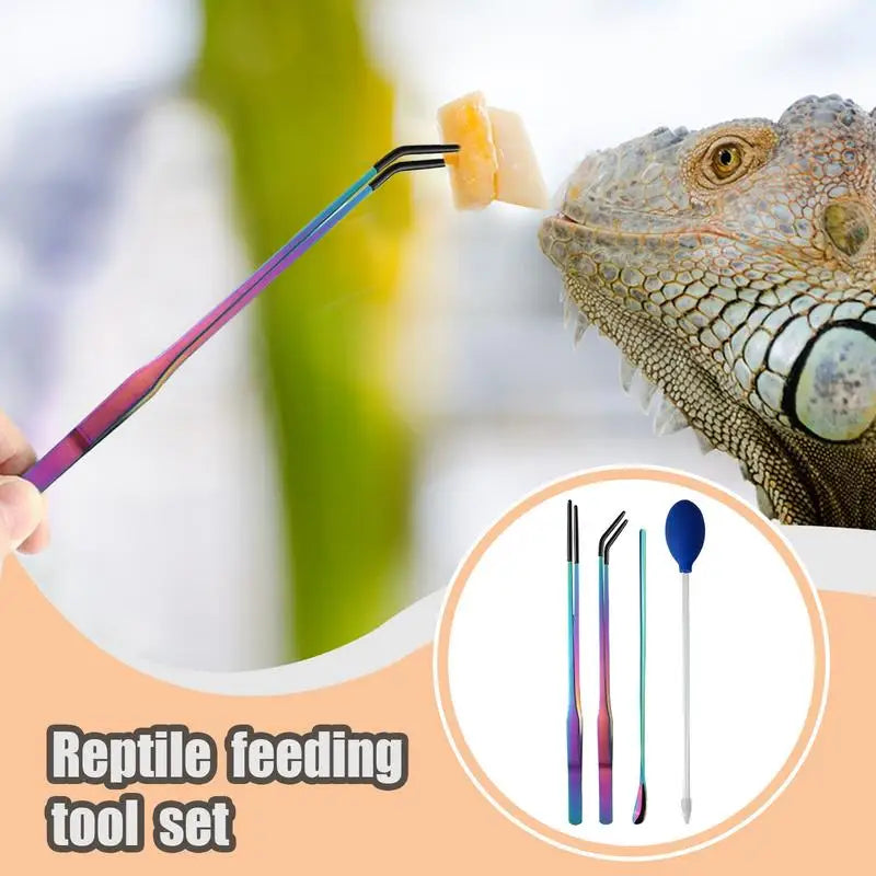 Reptile feeding tool set Efficient feeding rubber head tweezers feeding spoon Reptile Accessories for geckos bearded dragons