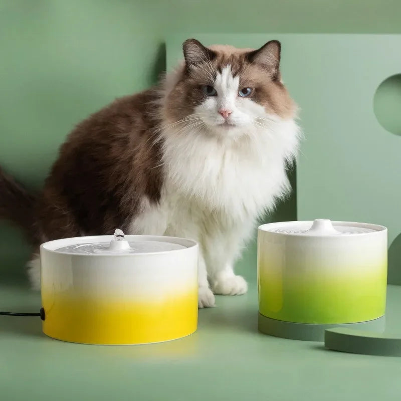 Cat Drinking Fountain Electric Ceramic Heating Water Dispenser Automatic Drinking Fountain Drinking Water Circulating Pet Bowl