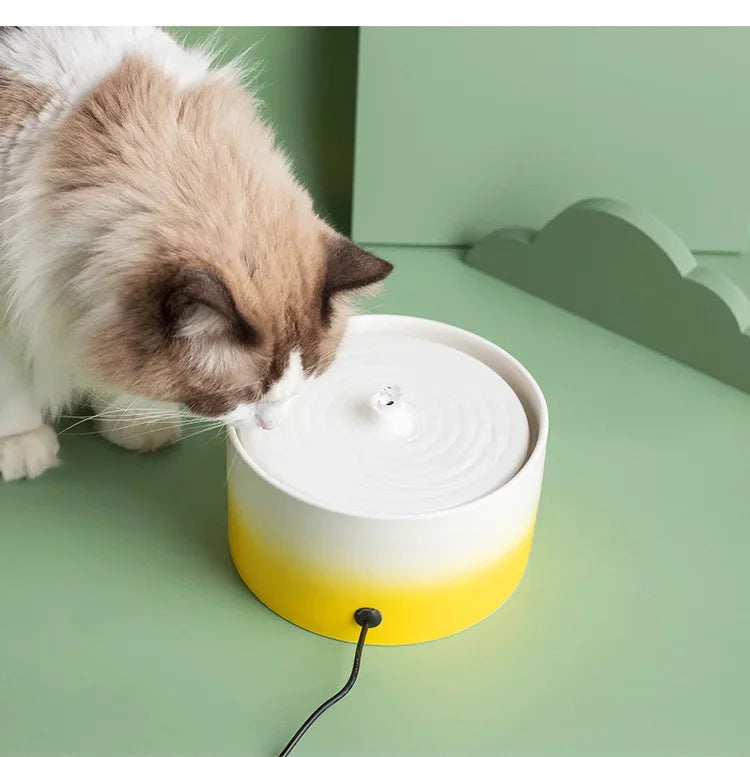 Cat Drinking Fountain Electric Ceramic Heating Water Dispenser Automatic Drinking Fountain Drinking Water Circulating Pet Bowl