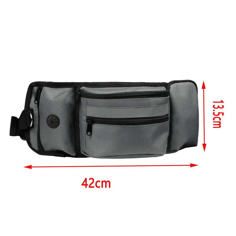 Dog Treat Pouch for Training Outdoor Dog Treat Pouch Exercise Fanny Pack Doggy Leash Pet Running Leave Reflective Strip Leash