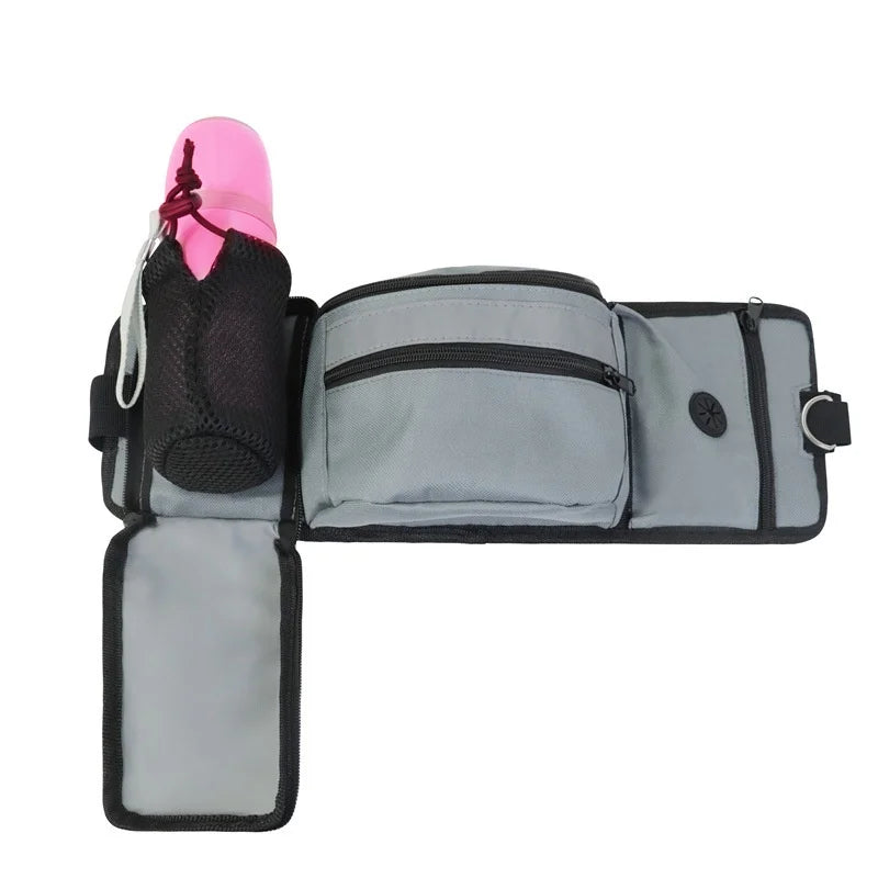 Dog Treat Pouch for Training Outdoor Dog Treat Pouch Exercise Fanny Pack Doggy Leash Pet Running Leave Reflective Strip Leash