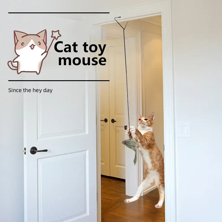 Simulation Mouse Cats Toy Funny Self-hey Hanging Door Retractable Cats Stick Scratch Rope Mouse Cat Interactive Toy Cat Supplies
