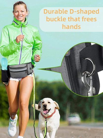 Dog Treat Pouch for Training Outdoor Dog Treat Pouch Exercise Fanny Pack Doggy Leash Pet Running Leave Reflective Strip Leash