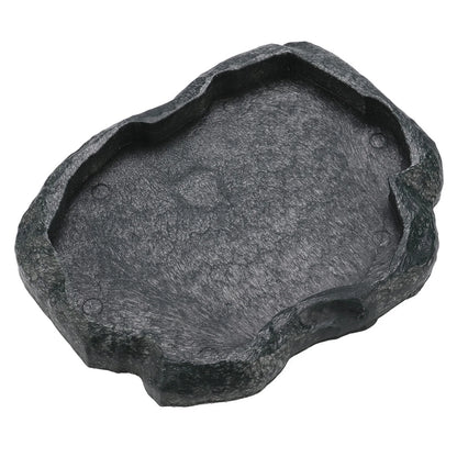 Reptile Feeder ABS Resin Imitation Rock DesignFood and Water Dish Feeder Bowl for Tortoise Lizard