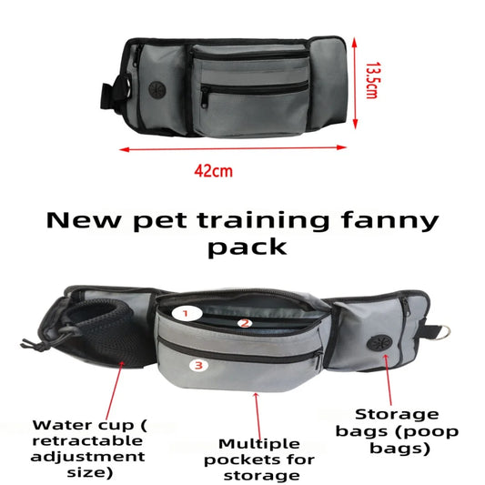 Dog Treat Pouch for Training Outdoor Dog Treat Pouch Exercise Fanny Pack Doggy Leash Pet Running Leave Reflective Strip Leash
