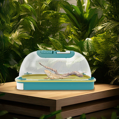Reptile Feeding Box Portable Transparent Snail Breeding Box with Drawer Tray and Handle Reptile Transport Container for Lizard