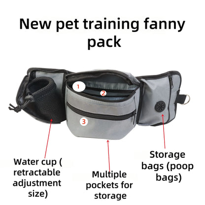 Dog Treat Pouch for Training Outdoor Dog Treat Pouch Exercise Fanny Pack Doggy Leash Pet Running Leave Reflective Strip Leash