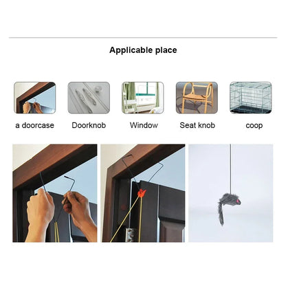 Simulation Mouse Cats Toy Funny Self-hey Hanging Door Retractable Cats Stick Scratch Rope Mouse Cat Interactive Toy Cat Supplies