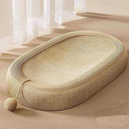 Cat Scratching Bed With Game BallLarge Oval Sisal BasinSofa Protector - Indoor Cat Scratching BoardWear-resistant Pet Supplies