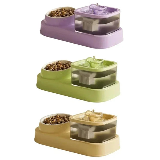Cats Bowl 2 In 1 Water Bowls Water Dispenser Double Bowl Water Circulating