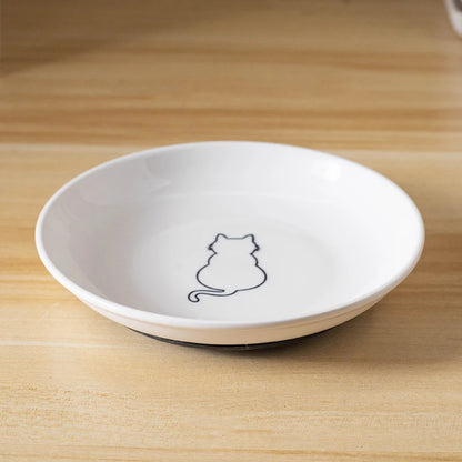 Ceramic Food Bowl for Cats; Anti-Skid Silicone Pad; Appealing Kitten Dish; Pet Feeding Essentials