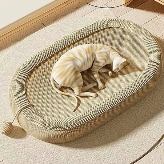 Cat Scratching Bed With Game BallLarge Oval Sisal BasinSofa Protector - Indoor Cat Scratching BoardWear-resistant Pet Supplies