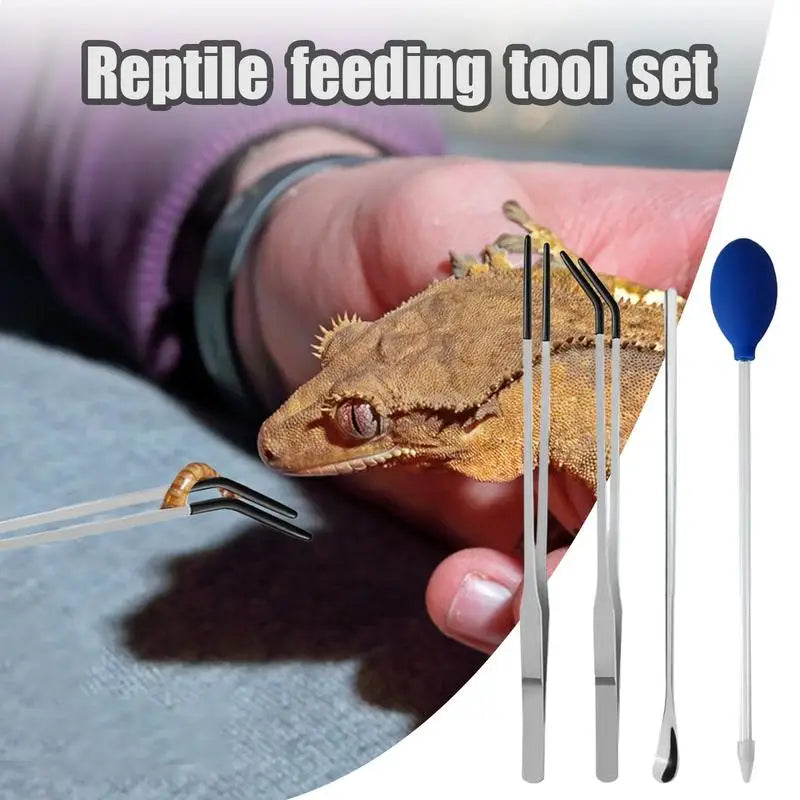 Reptile feeding tool set Efficient feeding rubber head tweezers feeding spoon Reptile Accessories for geckos bearded dragons