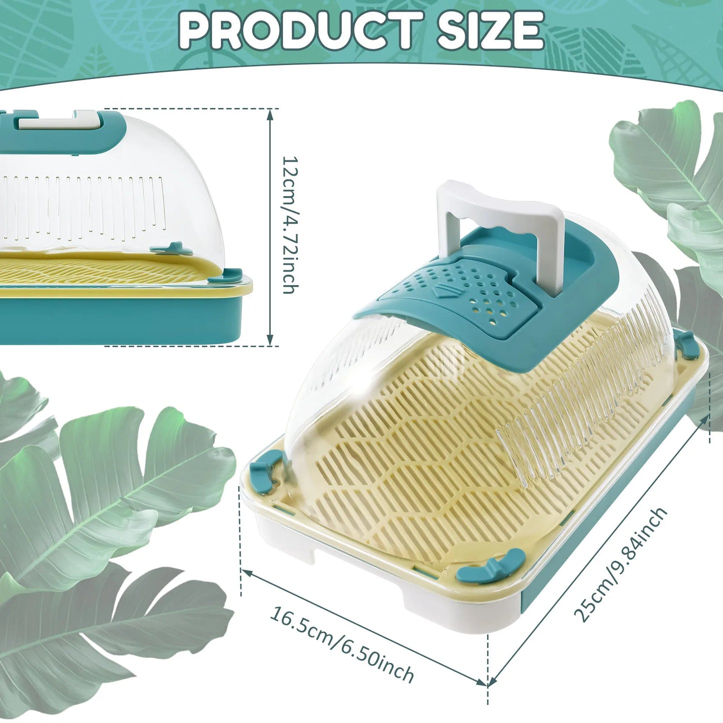 Reptile Feeding Box Portable Transparent Snail Breeding Box with Drawer Tray and Handle Reptile Transport Container for Lizard