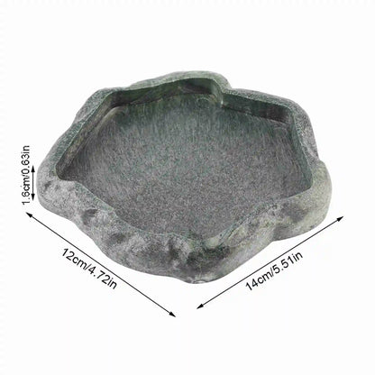 Reptile Feeder ABS Resin Imitation Rock DesignFood and Water Dish Feeder Bowl for Tortoise Lizard