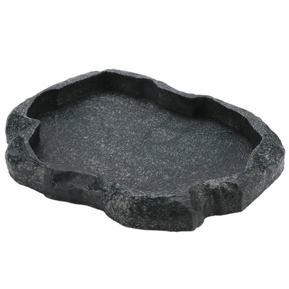 Reptile Feeder ABS Resin Imitation Rock DesignFood and Water Dish Feeder Bowl for Tortoise Lizard